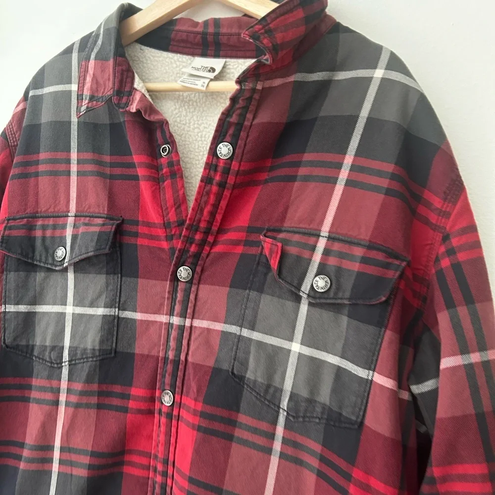The North Face Campshire Plaid Sherpa Fleece Lined Shirt Jacket Mens XL